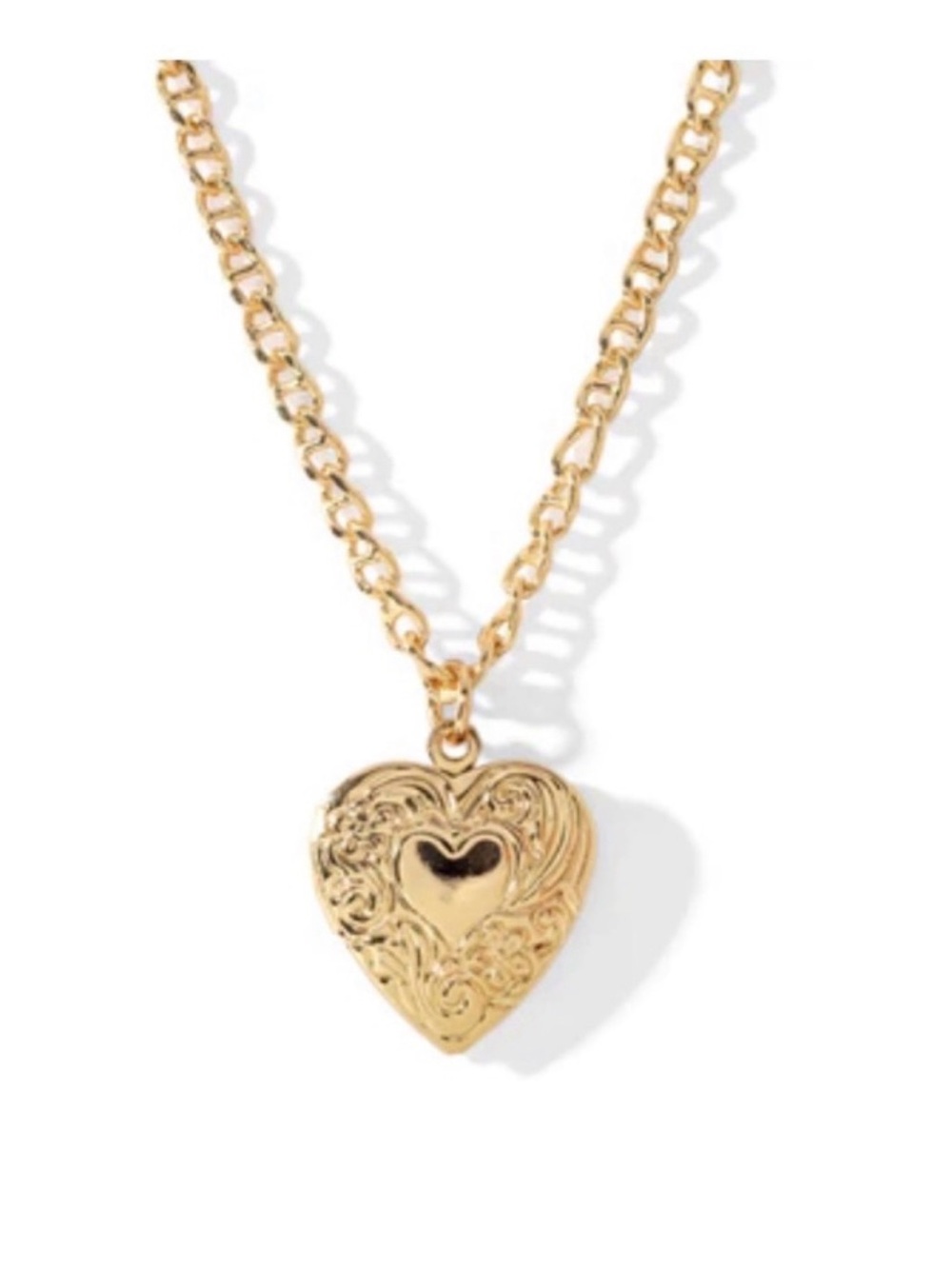 Gold Heart Locket Necklace - Women's Jewelry